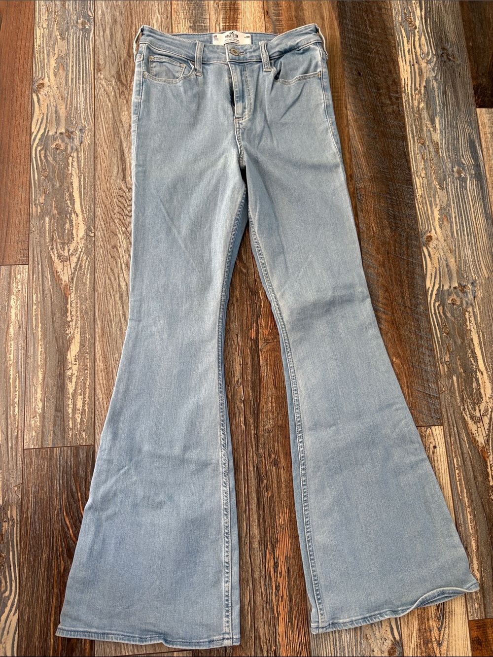 Hollister Light Blue Flared Wide-Leg Jeans